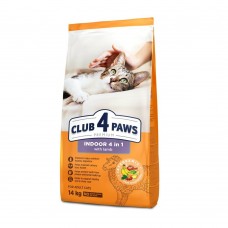 Сухий корм для котів, що живуть в приміщенні  Club 4 Paws Premium 14 кг (ягня)