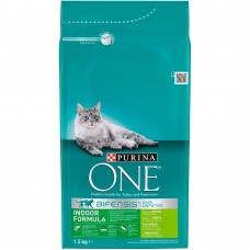 Сухой корм для домашних кошек Purina One Indoor 1,5 кг (индейка)