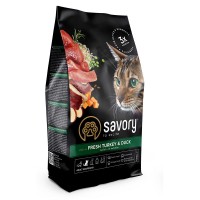 Сухой корм для взрослых капризных кошек Savory 400 г (индейка и утка)
