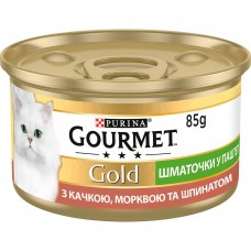 Влажный корм для кошек Gourmet Gold Pieces in Pate Duck, Carrot & Spinach 85 г (утка, морковь и шпинат)