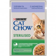 Влажный корм для для стерилизованных кошек Cat Chow Adult 85 г (ягнёнок и фасоль)
