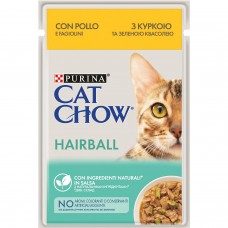 Влажный корм для выведения шерсти у кошек Cat Chow Adult 85 г (курица и фасоль)