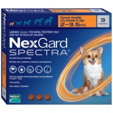 Таблетки для собак Boehringer Ingelheim (Merial) «NexGard Spectra» (Нексгард Спектра) от 2 до 3,5 кг, 3 таблетки (от внешних и внутренних паразитов)