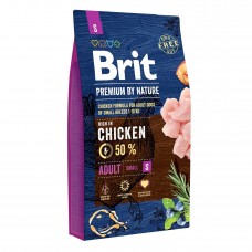 Сухой корм для взрослых собак мелких пород (весом до 10 кг) Brit Premium Adult S 8 кг (курица)