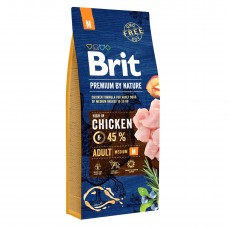 Сухой корм для взрослых собак средних пород (весом от 10 до 25 кг) Brit Premium Adult M 15 кг (курица)