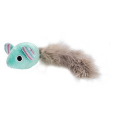 Игрушка для кота мышь GimCat 18 х 5 х 5 см (плюш, перья, кошачья мята)