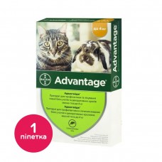 Капли на холку для кошек и кроликов Bayer «Advantage» (Адвантейдж) до 4 кг, 1 пипетка (от внешних паразитов) - rds