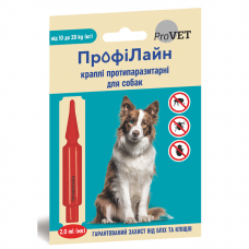 Капли на холку для собак ProVET «ПрофиЛайн» от 10 до 20 кг, 1 пипетка (от внешних паразитов)
