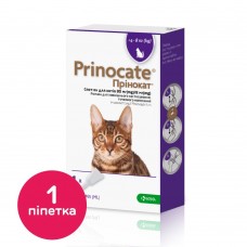 Краплі на холку для котів KRKA «Prinocat» (Прінокат) №3, до 4-8 кг, 80мг / 8мг / 0,8мл 1піпетка (від зовнішніх і внутрішніх паразитів)