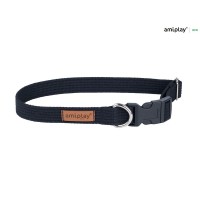 Нашийник для собак бавовняний регульований Amiplay Cotton L 40-60 см / 25 мм (чорний)