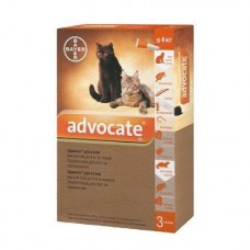 Капли на холку для кошек и хорьков Bayer «Advocate» (Адвокат) до 4 кг, 3 пипетки (от внешних и внутренних паразитов) - rds