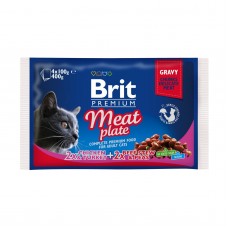 Вологий корм для котів Brit Premium Cat Meat Plate pouches 400 г (асорті з 2 смаків «М\'ясна тарілка»)