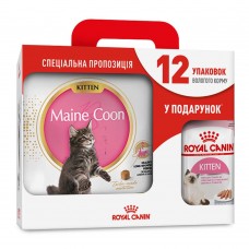 Акционный набор Royal Canin Kitten Maine Coon 4 кг + Royal Canin Kitten Maine Coon Loaf 12 шт х 85 г (домашняя птица)