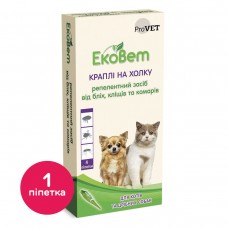 Краплі на холку для котів та собак дрібних порід ProVET «ЕкоВет», 1 піпетка (від зовнішніх паразитів)