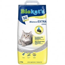 Наполнитель туалета для котов Biokats BIANCO EXTRA с углем 10кг (бентонитовый)