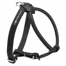 Шлея Hunter шкіряна «Harness Round & Soft Luxus Elk Petit» 32-38 см / 6-14 мм (чорний)