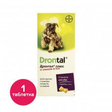 Таблетки для собак Bayer «Drontal Plus» (Дронтал Плюс) на 10 кг, 1 таблетка (для лечения и профилактики гельминтозов)