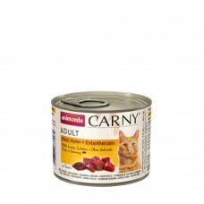 Вологий корм для котів Animonda Carny Adult Beef, Chicken + Duck hearts | 200 г (яловичина, курка та качині сердця)