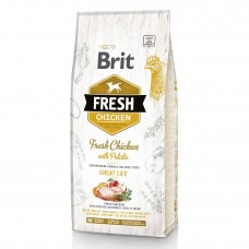 Сухой корм для взрослых собак Brit Fresh Chicken with Potato Great Life 12 кг (курица)