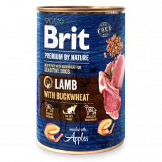 Влажный корм для собак с чувствительным пищеварением Brit Premium By Nature Lamb with Buckwheat 400 г (ягненок)