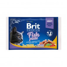 Влажный корм для кошек Brit Premium Cat Fish Plate pouches 400 г (ассорти из 2 вкусов «Рыбная тарелка»)