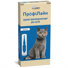 Капли на холку для кошек ProVET «ПрофиЛайн» до 4 кг, 4 пипетки (от внешних паразитов)