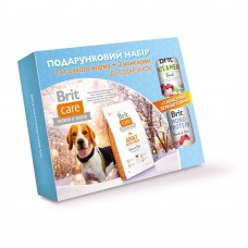 Подарочный набор кормов для взрослых собак средних пород Brit Care Adult Medium Breed Lamb and Rice, 3 кг + 2 консервы
