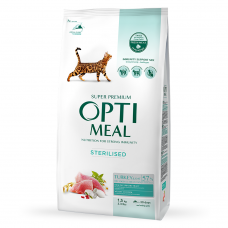 Сухий корм для стерилізованих котів Optimeal Adult Cat Sterilised Turkey With Oat 1,5 кг (індичка та овес)