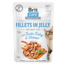 Влажный корм для кошек Brit Care Cat pouch 85 г (индейка с креветками в желе)