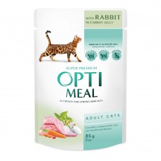 Влажный корм для кошек Optimeal pouch 85 г (кроликом в морковном желе)