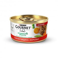 Влажный корм для кошек Gourmet натуральные рецепты 85 г (говядина и морковь)