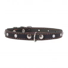 Ошейник Collar кожаный одинарный с украшениями 32-40 см / 20 мм (чёрный)