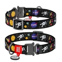 Нашийник WAUDOG Nylon з QR паспортом і малюнком «NASA» S 23-35 см / 15 мм (чорний)