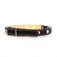 Ошейник Collar кожаный двойной с украшениями 27-35 см / 14 мм (чёрный)