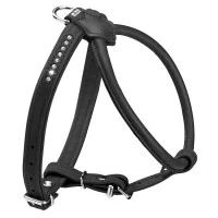 Шлея Hunter кожаная «Harness Round & Soft Luxus Elk Petit» 42-48 см / 6-14 мм (черный)