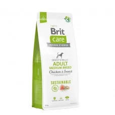 Сухой корм для собак средних пород Brit Care Dog Sustainable Adult Medium Breed | (курица и насекомые) 12 кг