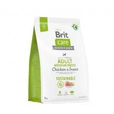 Сухой корм для собак средних пород Brit Care Dog Sustainable Adult Medium Breed| (курица и насекомые) 3 кг