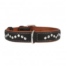 Ошейник Collar кожаный с металлическими украшениями «Soft» (Софт) 38-49 см / 25 мм (чёрный)