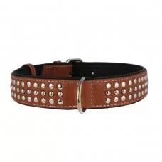 Ошейник Collar кожаный с металлическими украшениями «Soft» (Софт) 46-60 см / 35 мм (коричневый)