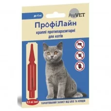 Капли на холку для кошек ProVET «ПрофиЛайн» до 4 кг, 1 пипетка (от внешних паразитов)