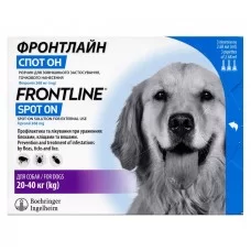 Капли на холку для собак Boehringer Ingelheim (Merial) «Frontline» СПОТ Он от 20 до 40 кг, 3 пипетки (от внешних паразитов)
