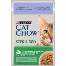 Влажный корм для для стерилизованных кошек Cat Chow Adult 85 г (ягнёнок и фасоль)