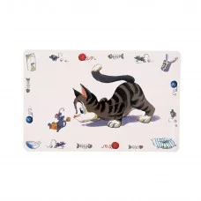 Коврик под миску Trixie «Comic Cat» 44 см / 28 см (серый)