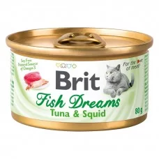 Вологий корм для котів Brit Fish Dreams 80 г (тунець та кальмар)